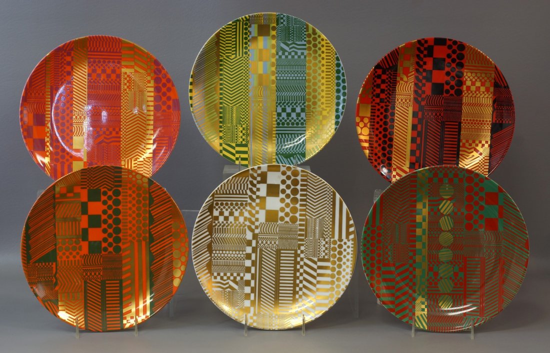 Wedgwood boxed set of 6 plates, "Variations on a: Wedgwood boxed set of 6 plates, "Variations on a Geometric Theme, a limited edition of 200 set of 6 plates, Eduardo Paolozzi", 10 1/2" da