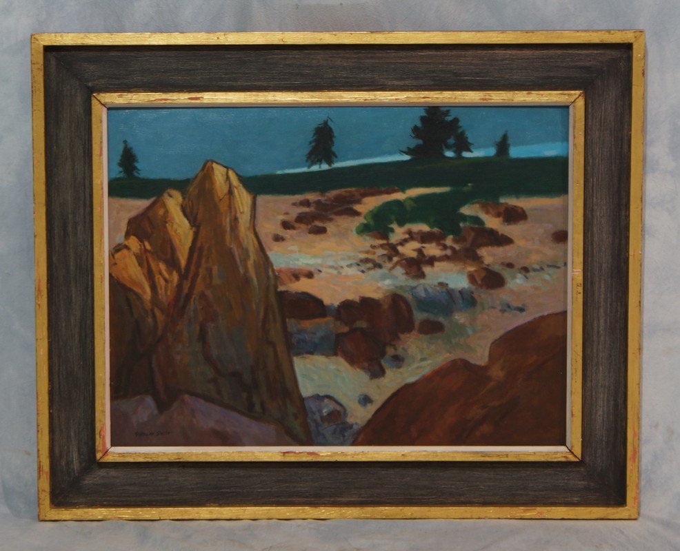 G Ralph Smith, American, PA, 1941-2010, o/c, Red Rocks,: G Ralph Smith, American, PA, 1941-2010, o/c, Red Rocks, 18" x 24", Born in Circleville Ohio, Smith graduated from the Columbus Art School in 1929 and went on to attend the Pennsylvania Academy of Fine