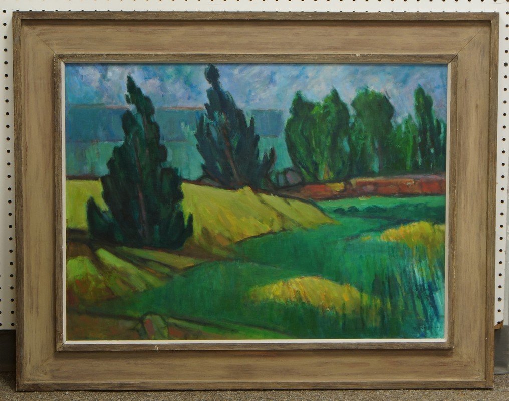 G Ralph Smith, American, PA, 1941-2010, o/b,: G Ralph Smith, American, PA, 1941-2010, o/b, Evergreens, 23" x 30", Born in Circleville Ohio, Smith graduated from the Columbus Art School in 1929 and went on to attend the Pennsylvania Academy of Fin