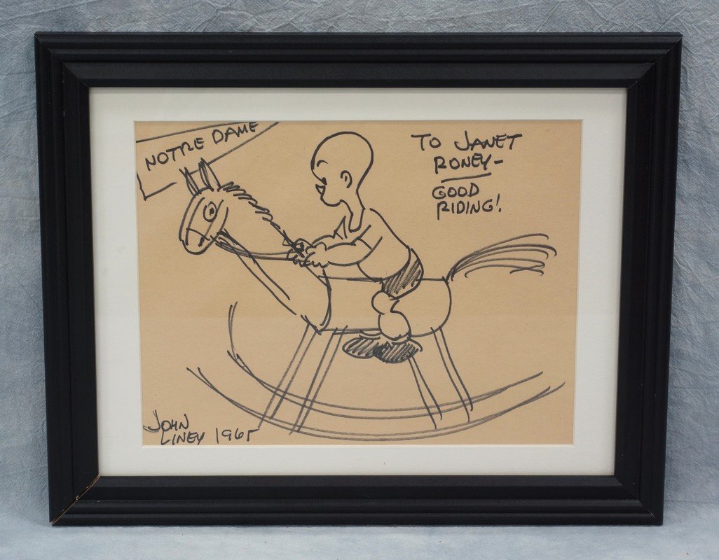 John Liney, Cartoonist of Henry, marker on paper, Henry: John Liney, Cartoonist of Henry, marker on paper, Henry on a Hobby Horse, inscribed from the artist, dated 1965, 8" x 10 1/2"