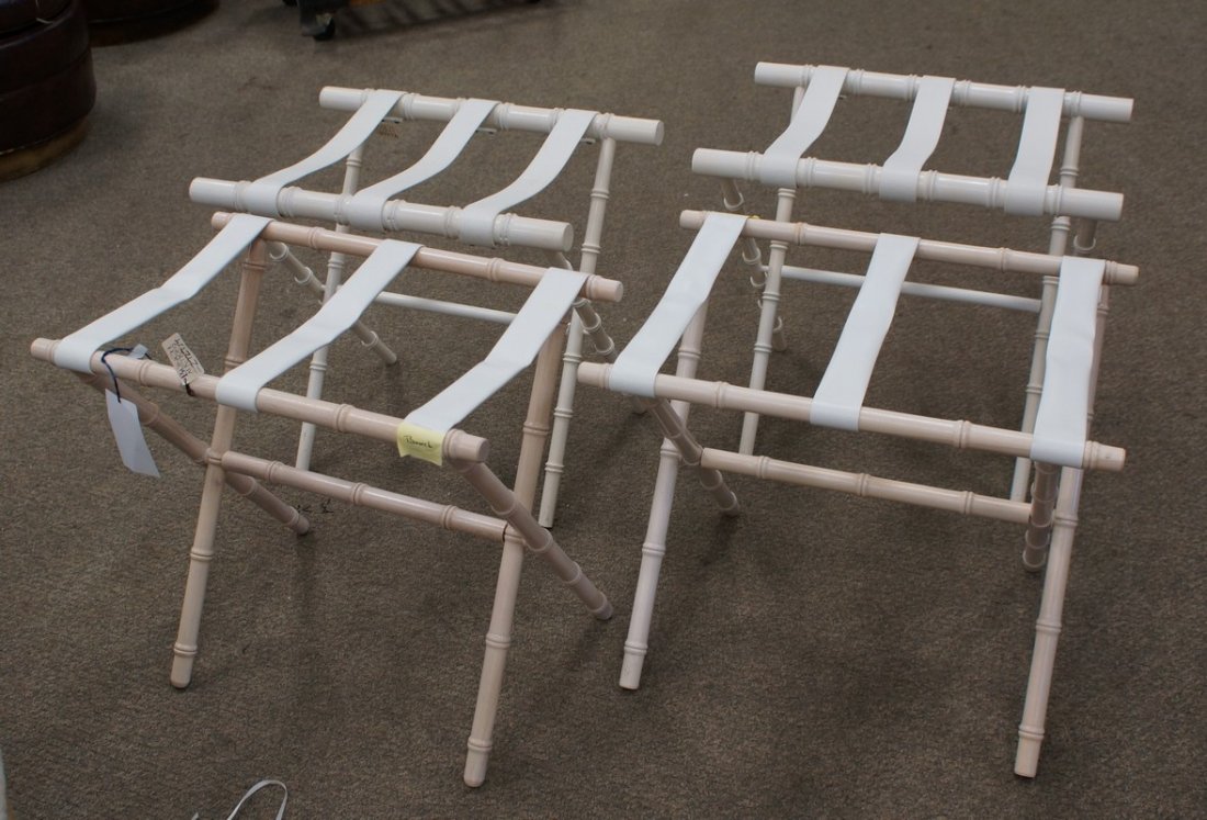 4 white bamboo turned luggage racks: 4 white bamboo turned luggage racks