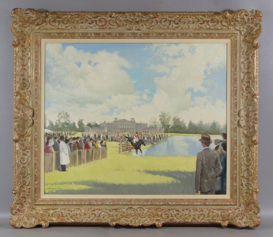 Henry Robertson Craig, British, 1916-1984, o/c, The: Henry Robertson Craig, British, 1916-1984, o/c, The Water Splash of the Cross Country Course, Badminton, 20" x 24"