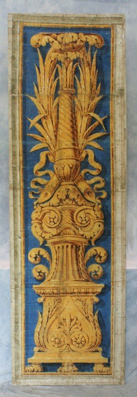 Continental School , late 20th c, o/c, Renaissance gold: Continental School , late 20th c, o/c, Renaissance gold column, 90 1/2" h, 28 1/2" w