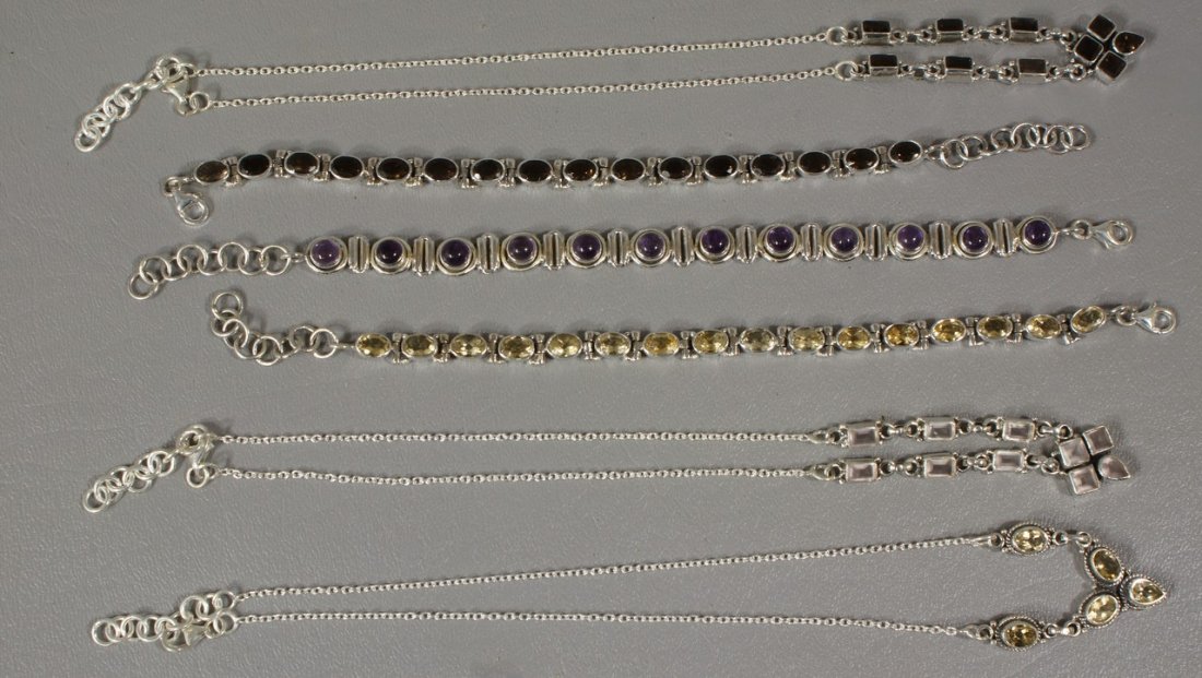 3 sterling necklace/bracelet sets, stones, 3.34 TO: 3 sterling necklace/bracelet sets, stones, 3.34 TO