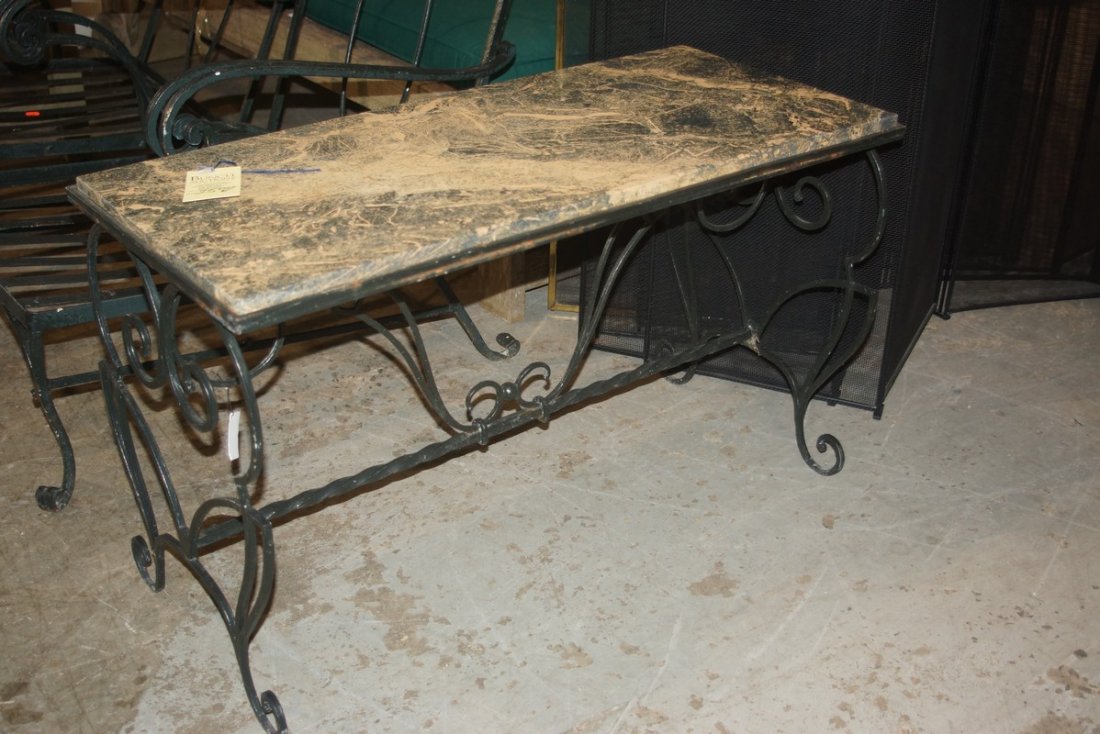 Stone top iron patio table: Stone top iron patio table