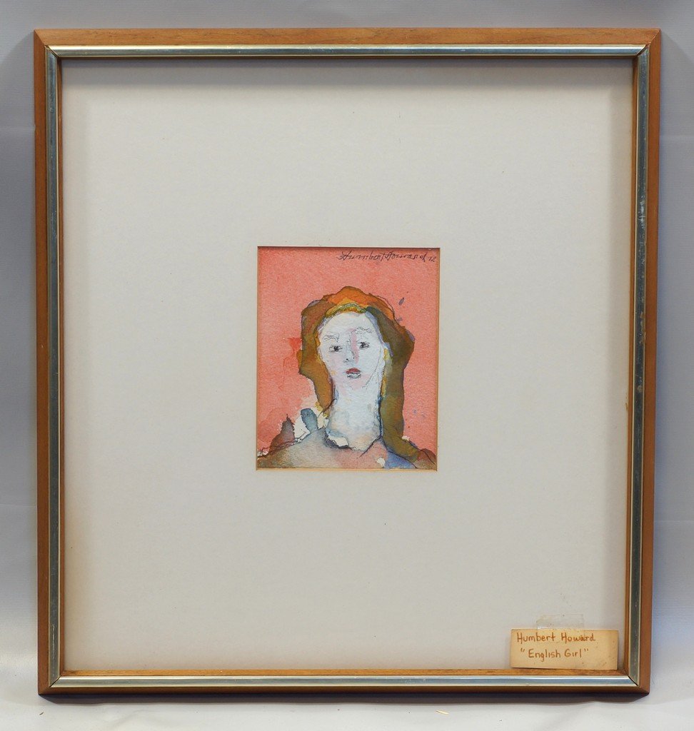 Humbert Howard, American, PA, NY, 1905-1990, w/c,: Humbert Howard, American, PA, NY, 1905-1990, w/c, English Girl, 5 3/4" x 4 5/8", dated 1972, Marlin MacLeef Gallery verso