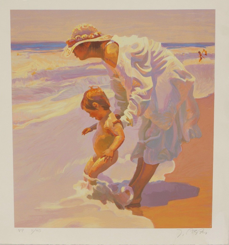 John Asaro, American, 1937- , serigraph, Summer: John Asaro, American, 1937- , serigraph, Summer Holiday, signed and numbered PP 11/40, 26-1/4" x 23-3/4"