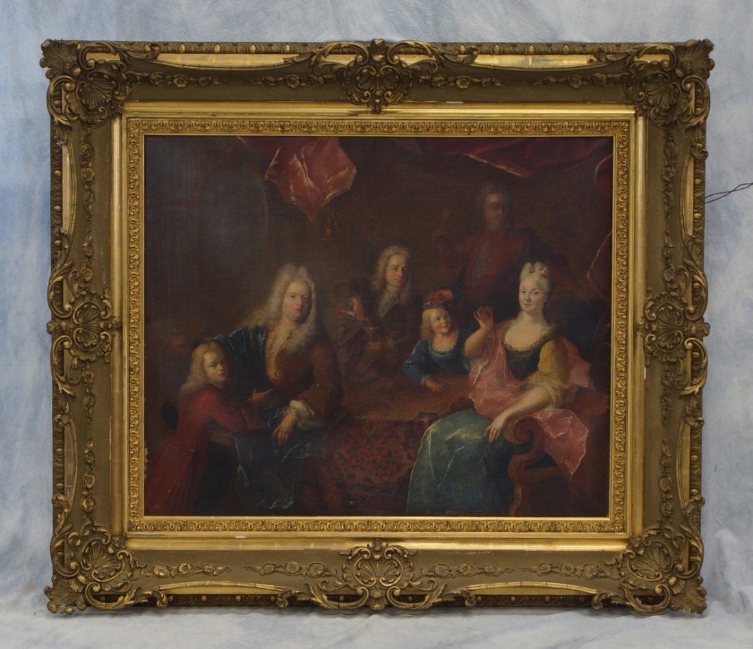 Continental School 19th c, O/C, A Royal Family Grouping: Continental School 19th c, O/C, A Royal Family Grouping in an ornate gilt frame, sight size 36" x 44"