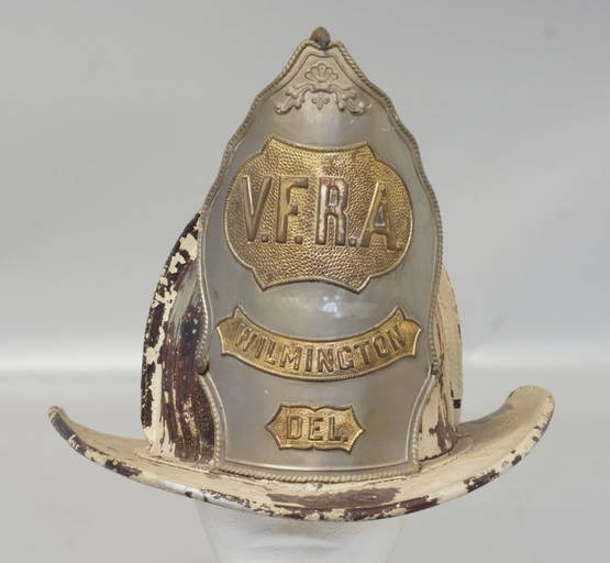 Leather Parade Fire Helmet, Front Shield Marked