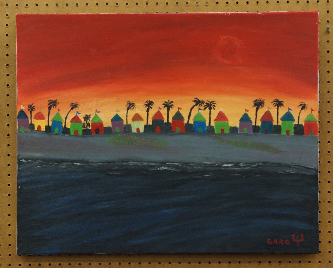 Yepremian, Garo, oil, Huts at Sunset, 24" x 30": Yepremian, Garo, oil, Huts at Sunset, 24" x 30"