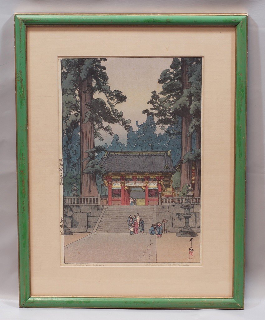 Hiroshi Yoshida, Japanese, 1876-1950, Colored: Hiroshi Yoshida, Japanese, 1876-1950, Colored Woodblock, "Toshogu Shrine", dated 1937, pencil signed and titled in lower margin, 15" x 10" sight size