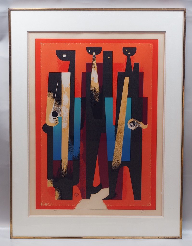 Carlos Merida, Guatemalan, 1891-1984, colored: Carlos Merida, Guatemalan, 1891-1984, colored silkscreen, "The Sea Nymphs", 1975, Ed, 63/115, P/S/ LR, 26 1/2" x 18 3/4" sight size