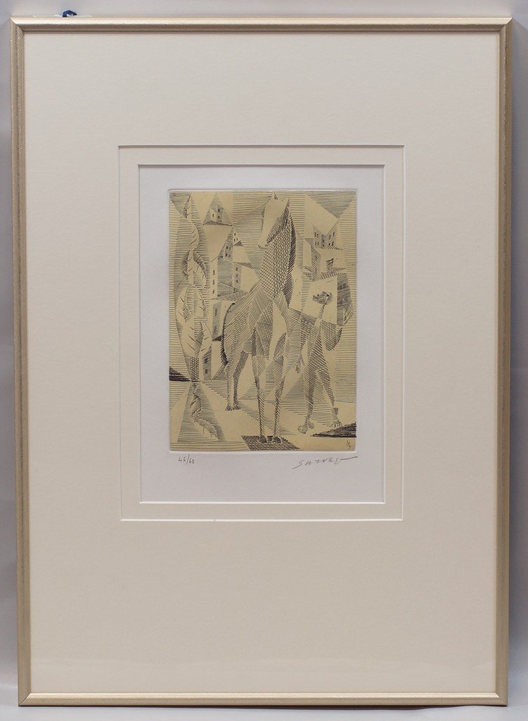Leopold Survage, French, 1879-1968, etching, Man with: Leopold Survage, French, 1879-1968, etching, Man with Horse, Ed. 46/60, P/S LR, 7 1/2" x 5 1/2" sight size