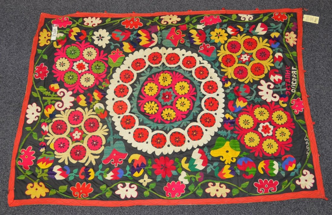 (6) Suzani, 19th/20th Century, Central Asia, largest: (6) Suzani, 19th/20th Century, Central Asia, largest one measures: 6'3" x 4'7"