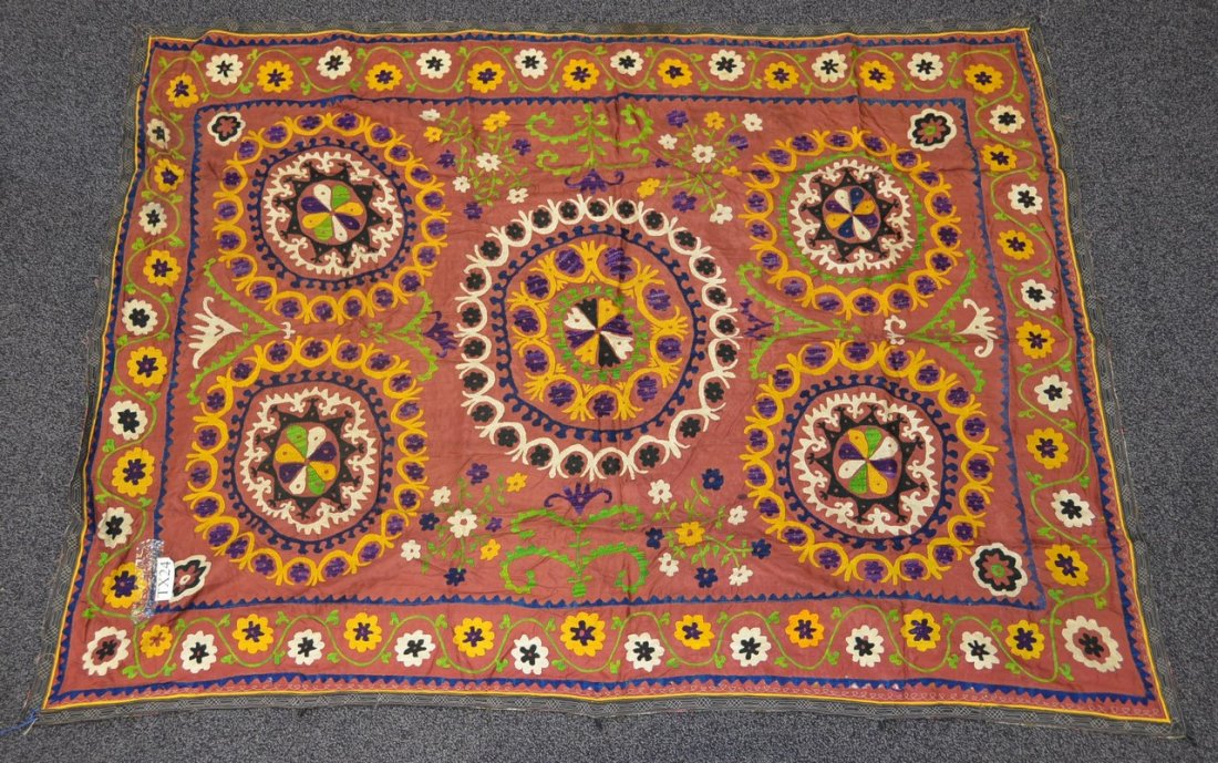 (6) Suzani, 19th/20th Century, Central Asia, largest: (6) Suzani, 19th/20th Century, Central Asia, largest one measures: 6'7" x 4'6"