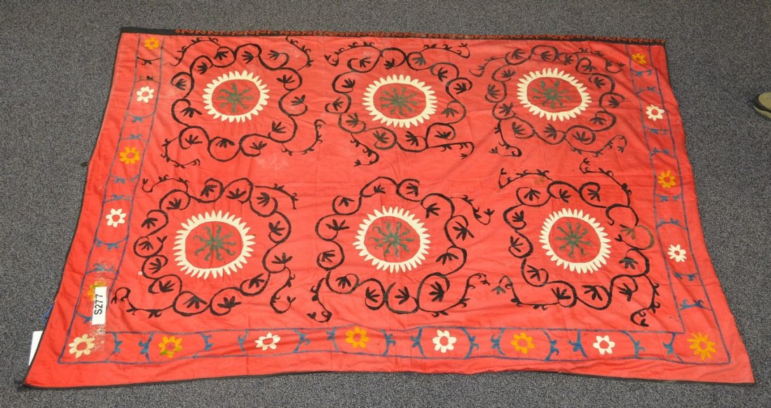 (6) Suzani, 19th/20th Century, Central Asia, largest: (6) Suzani, 19th/20th Century, Central Asia, largest one measures:11'8"x 7'4"