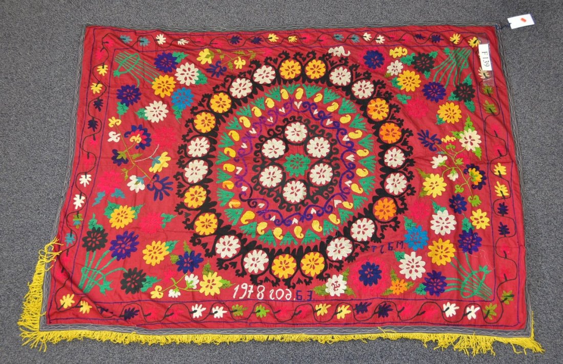(6) Suzani, 19th/20th Century, Central Asia, largest: (6) Suzani, 19th/20th Century, Central Asia, largest one measures:9'3" x 6'