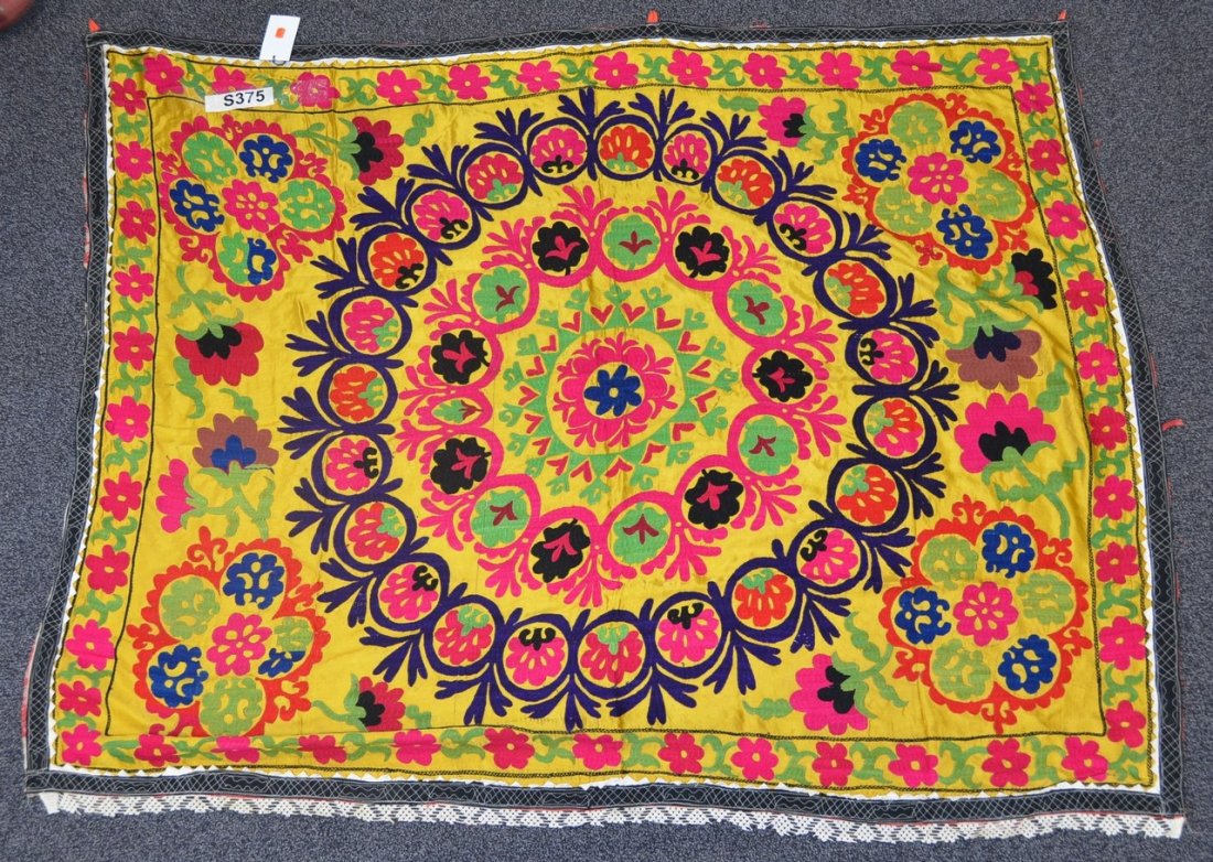 (6) Suzani, 19th/20th Century, Central Asia, largest: (6) Suzani, 19th/20th Century, Central Asia, largest one measures:6'11" x 5'11"