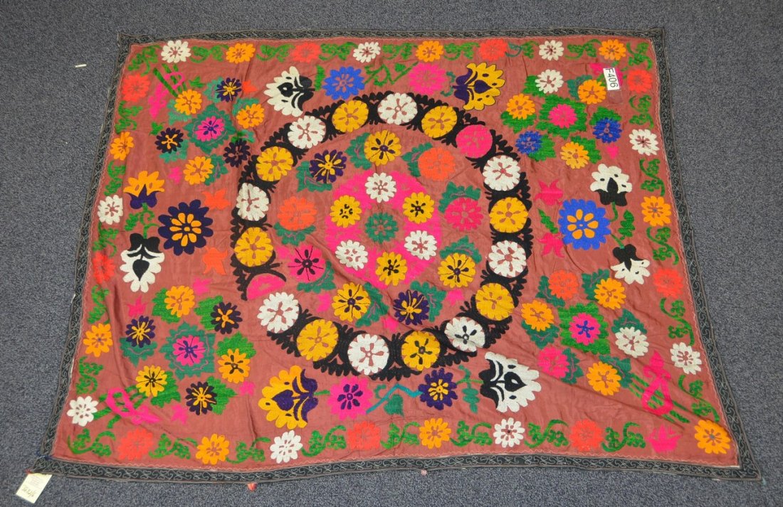 (6) Suzani, 19th/20th Century, Central Asia, largest: (6) Suzani, 19th/20th Century, Central Asia, largest one measures:6' x 4'10"
