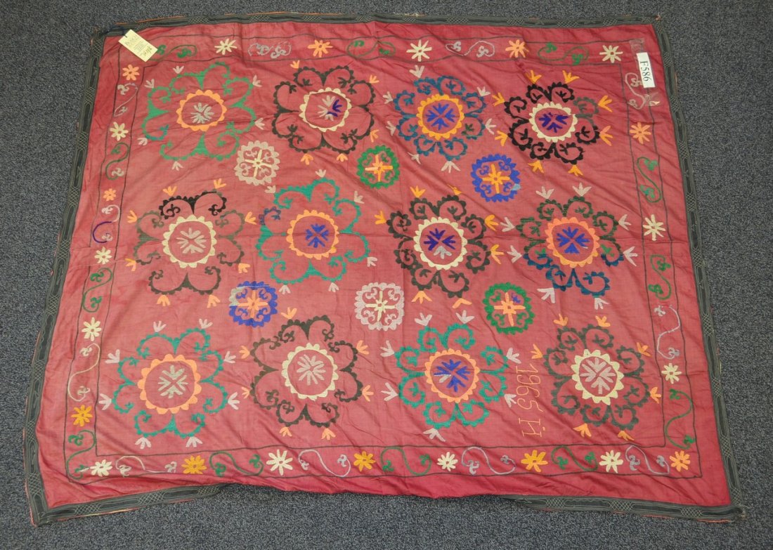(6) Suzani, 19th/20th Century, Central Asia, largest: (6) Suzani, 19th/20th Century, Central Asia, largest one measures:9' x 4'9"