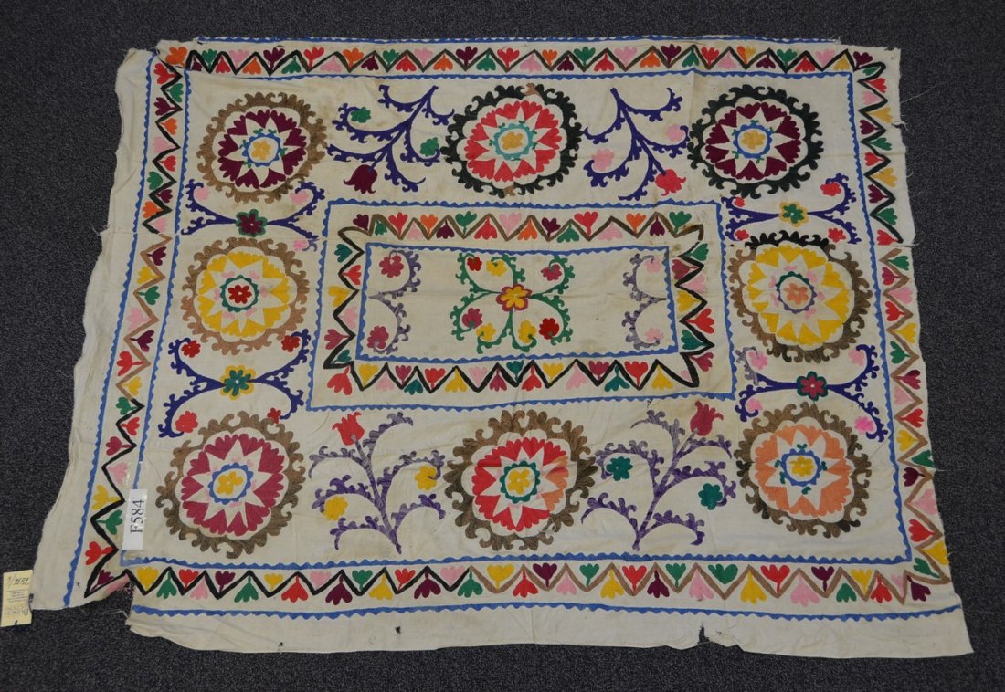 (6) Suzani, 19th/20th Century, Central Asia, largest: (6) Suzani, 19th/20th Century, Central Asia, largest one measures:7' x 7'3"