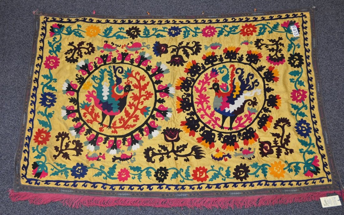(6) Suzani, 19th/20th Century, Central Asia, largest: (6) Suzani, 19th/20th Century, Central Asia, largest one measures:6'8" x 4'5"