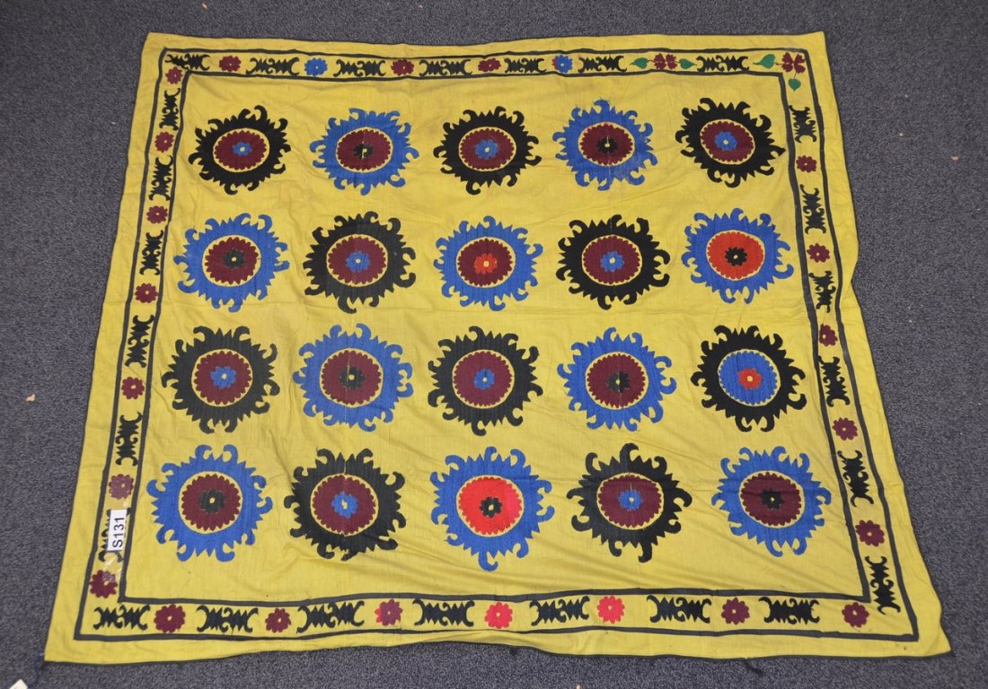 (6) Suzani, 19th/20th Century, Central Asia, largest: (6) Suzani, 19th/20th Century, Central Asia, largest one measures:6'10" x 6'