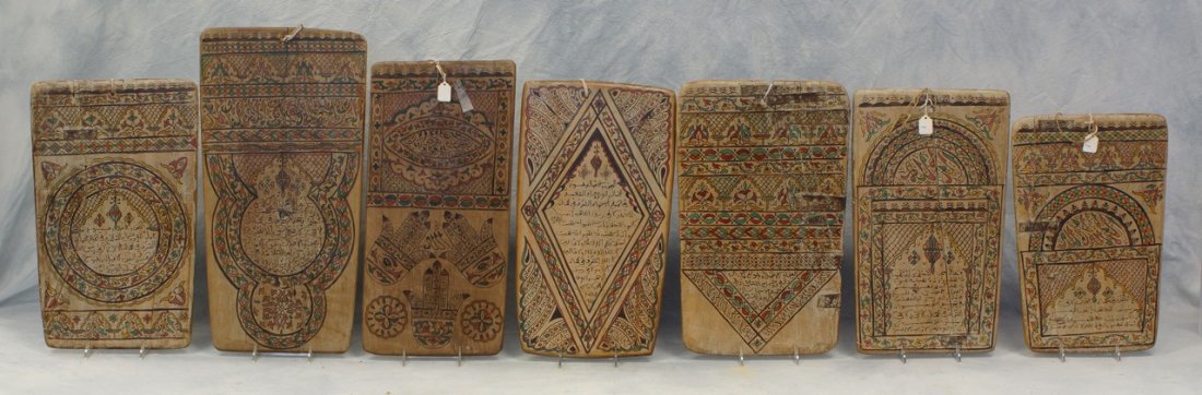 (7) Painted Islamic tablets, 19th/20th Century: (7) Painted Islamic tablets, 19th/20th Century