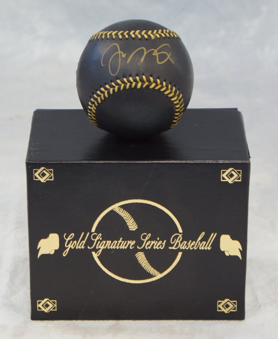 Joe Montana, autographed baseball, black Official Gold: Joe Montana, autographed baseball, black Official Gold Signature Series Rawlings, gold signature, with Gold Signature Co. COA