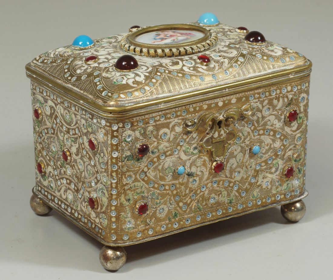 Continental brass dresser box, top set with oval Aug 19, 2014