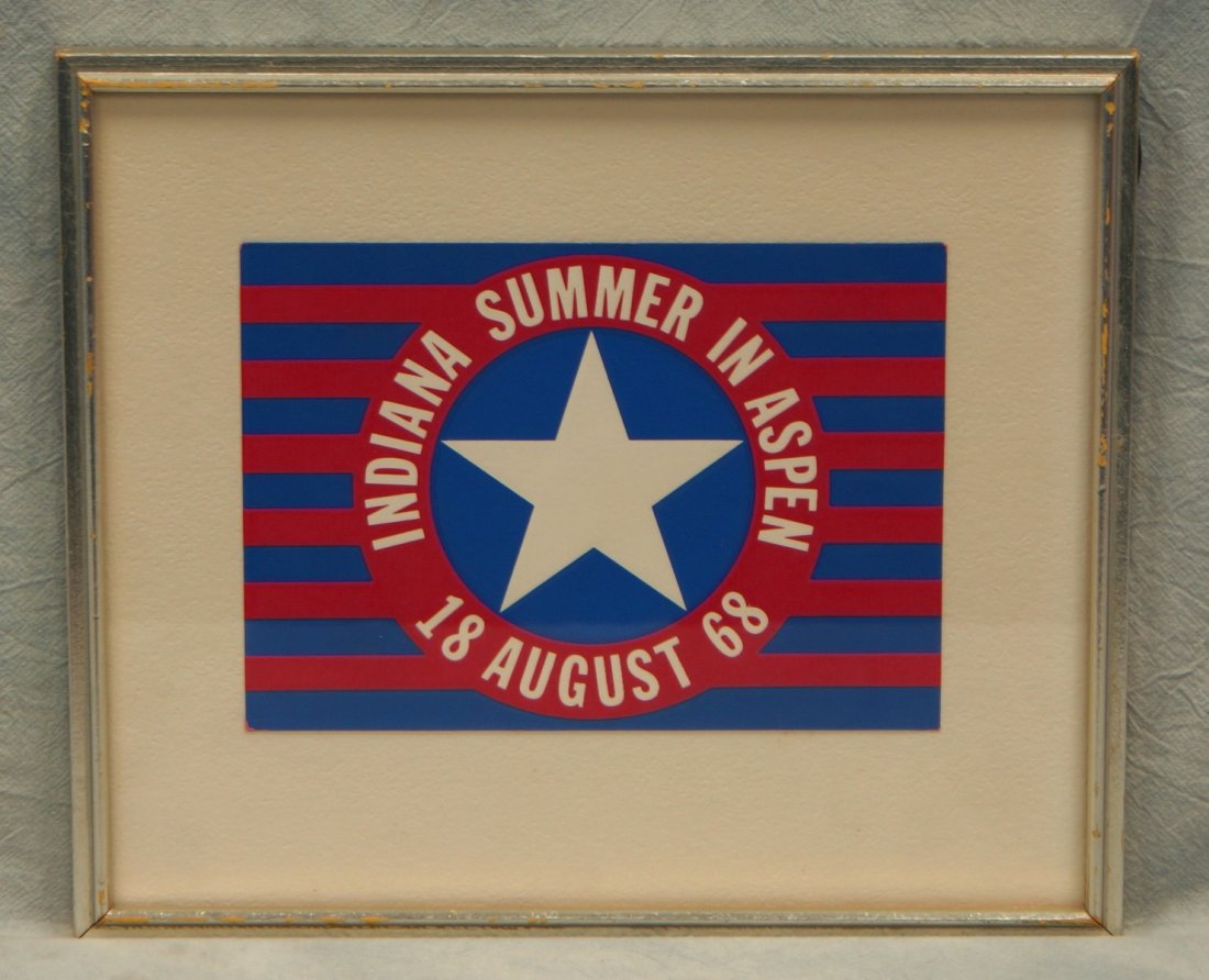 Robert Indiana, American, "Indiana Summer in Apsen / 18: Robert Indiana, American, "Indiana Summer in Apsen / 18 August 68", color lithograph, unsigned, 5" x 7"