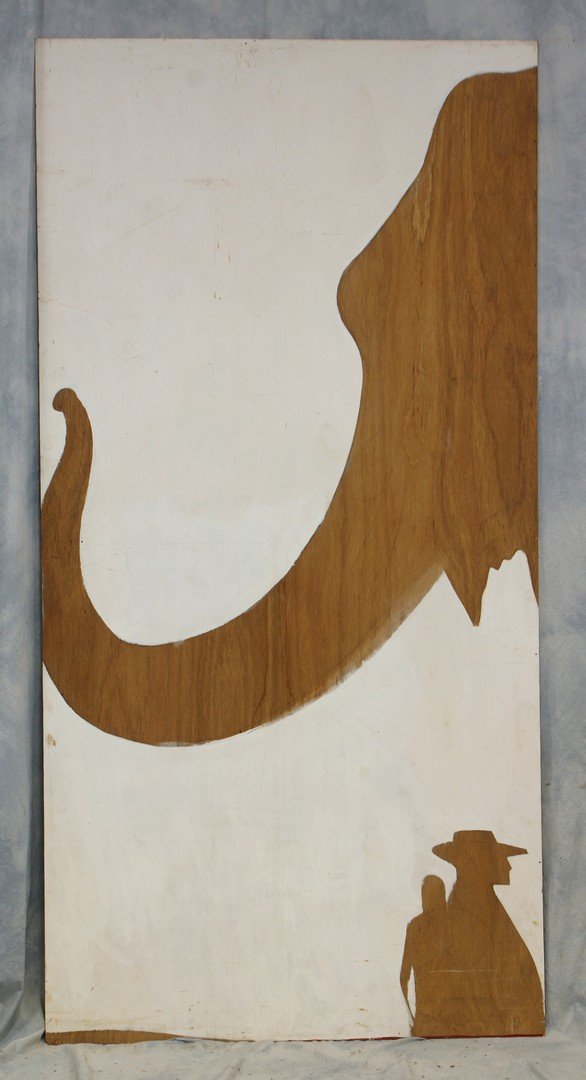 Tom Bostelle, American, PA, 1921-2005, Acrylic on: Tom Bostelle, American, PA, 1921-2005, Acrylic on luan, Elephant, 96" x 48", Bears estate stamp and accompanied by letter of authenticity from the artist's estate