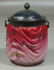 Cranberry to pink satin glass enameled Victorian