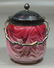 Cranberry to pink satin glass enameled Victorian - 2