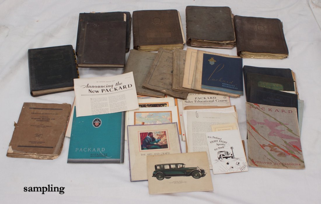 An extensive archive of vintage Packard automobile: An extensive archive of vintage Packard automobile advertising, service literature, ephemera, catalogs, other Packard material including about 72 items, please call or email for a listing.