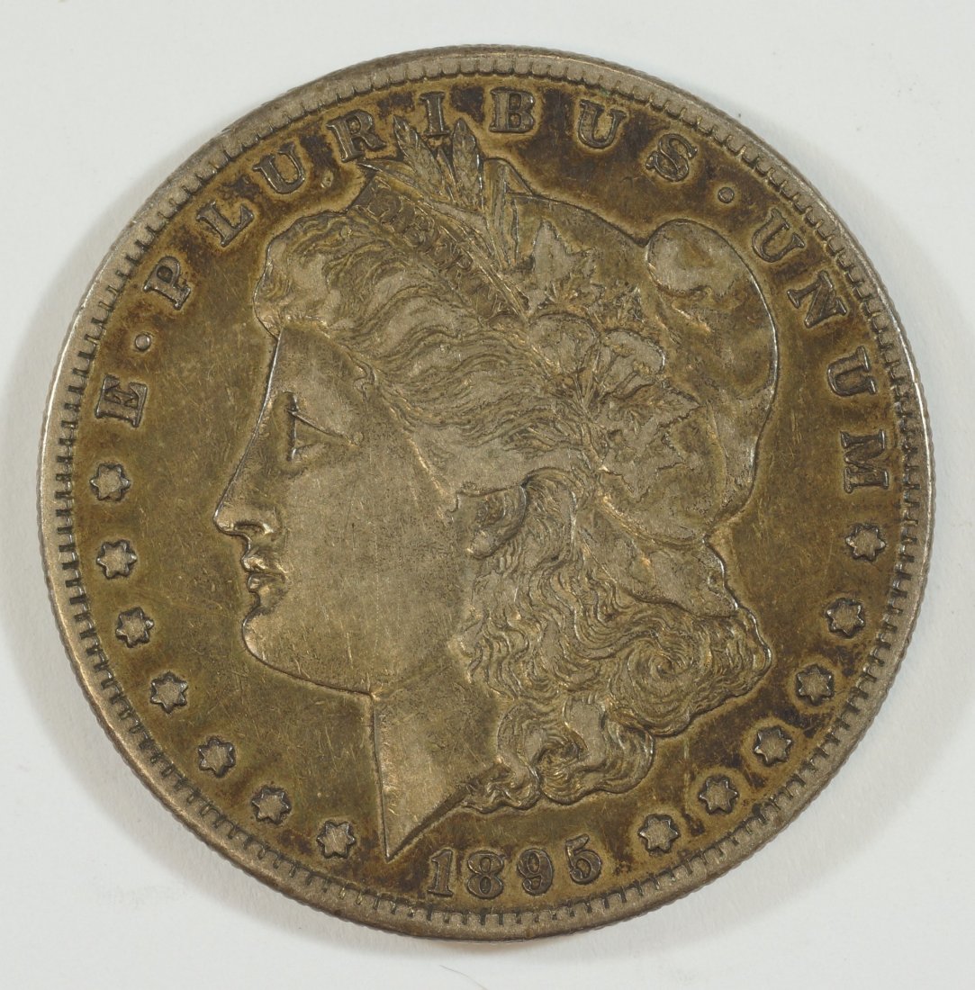 1895s Morgan dollar VF+ nice original untouched dark: 1895s Morgan dollar VF+ nice original untouched dark surfaces & good rims rare key date!