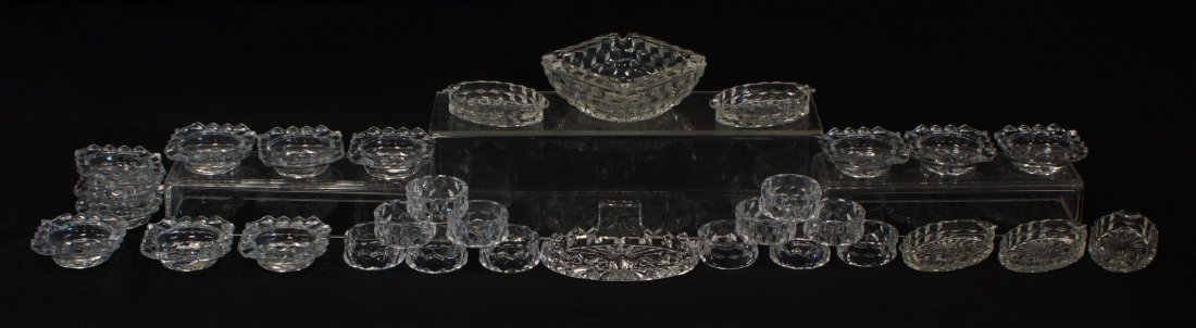 American Fostoria ashtrays and napkin rings: American Fostoria ashtrays and napkin rings