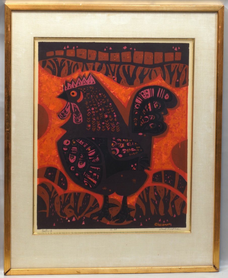David Weidman, American, 20th Century, Print, "Rooster: David Weidman, American, 20th Century, Print, "Rooster II, Pencil signed lower right, Edition of 100, 22 1/2" x 18" sight size, 31 1/4" x 25" framed