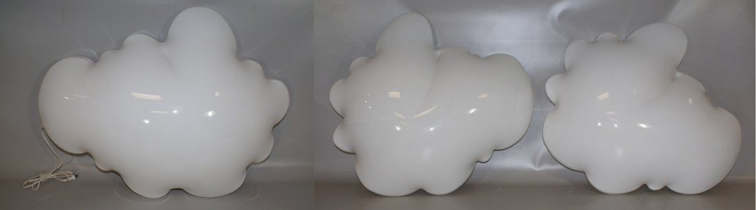(3) Remo Saraceni, Italian, 20th Century, Group of 3: (3) Remo Saraceni, Italian, 20th Century, Group of 3 molded acrylic lamps, each measuring 33" l, 30" w, one with detached light fixture