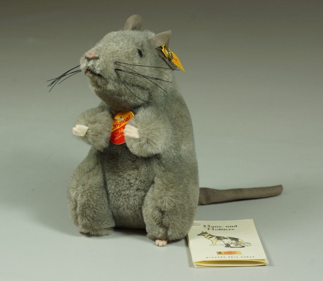 Steiff Gray Mouse, nickel script ear button, yellow: Steiff Gray Mouse, nickel script ear button, yellow tag, 5", c 1999-2000