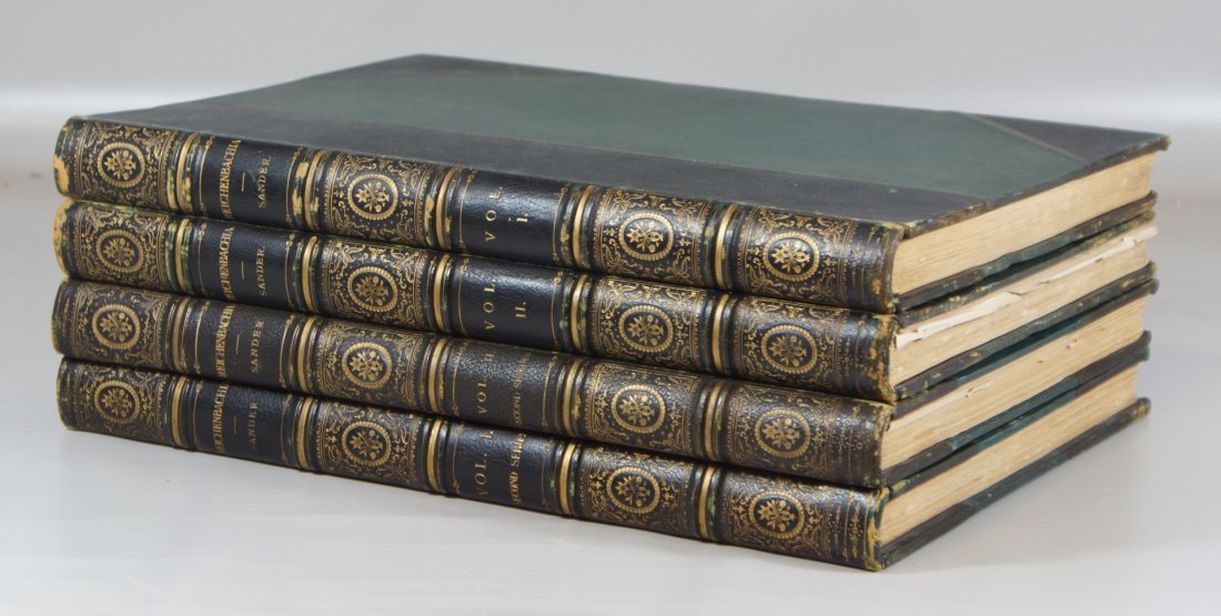 Sander, Henry Frederick Conrad, Reichenbachia: Orchids: Sander, Henry Frederick Conrad, Reichenbachia: Orchids Illustrated and Described, St. Albans, 1888-94 - 1st & 2d series in 4 vols, Large folio, half green morocco gilt, - With 192 chromolithographic p