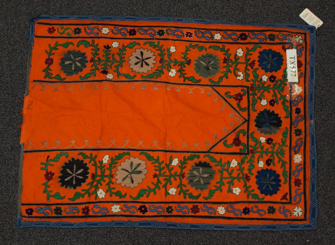 (6) Suzani, 19th/20th Century, Central Asia, silk and: (6) Suzani, 19th/20th Century, Central Asia, silk and cotton, one measures: 54" x 85 1/2"