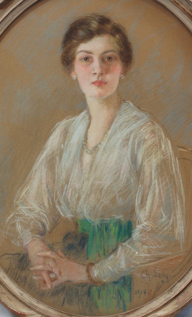 Charles Levy, French, 20th Century, Portrait of Seated: Charles Levy, French, 20th Century, Portrait of Seated Lady, signed and dated 1914 lower right, 33 1/4" x 26 1/4" sight, 38" x 31" framed