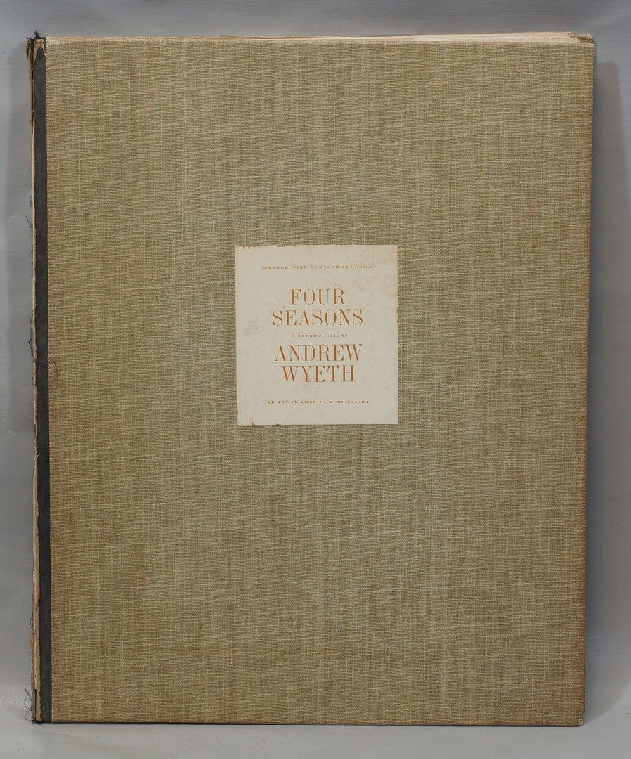 Andrew Wyeth, American, PA, 1917-2009, "Four Seasons",: Andrew Wyeth, American, PA, 1917-2009, "Four Seasons", autographed Portfolio of the Four Seasons, (12) reproduction prints, signed in pen on title plate and numbered 148/500, in good condition in orig