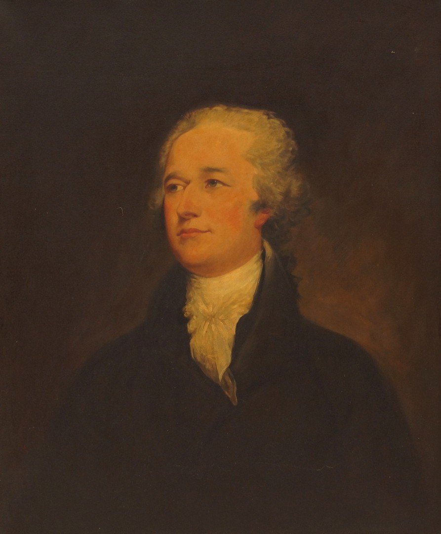 After John Trumbull, American, 1756-1843, oil on: After John Trumbull, American, 1756-1843, oil on canvas, Portrait of Alexander Hamilton, 29" x 24" sight, 35" x30" overall, copied from original Metropolitan Museum of Art