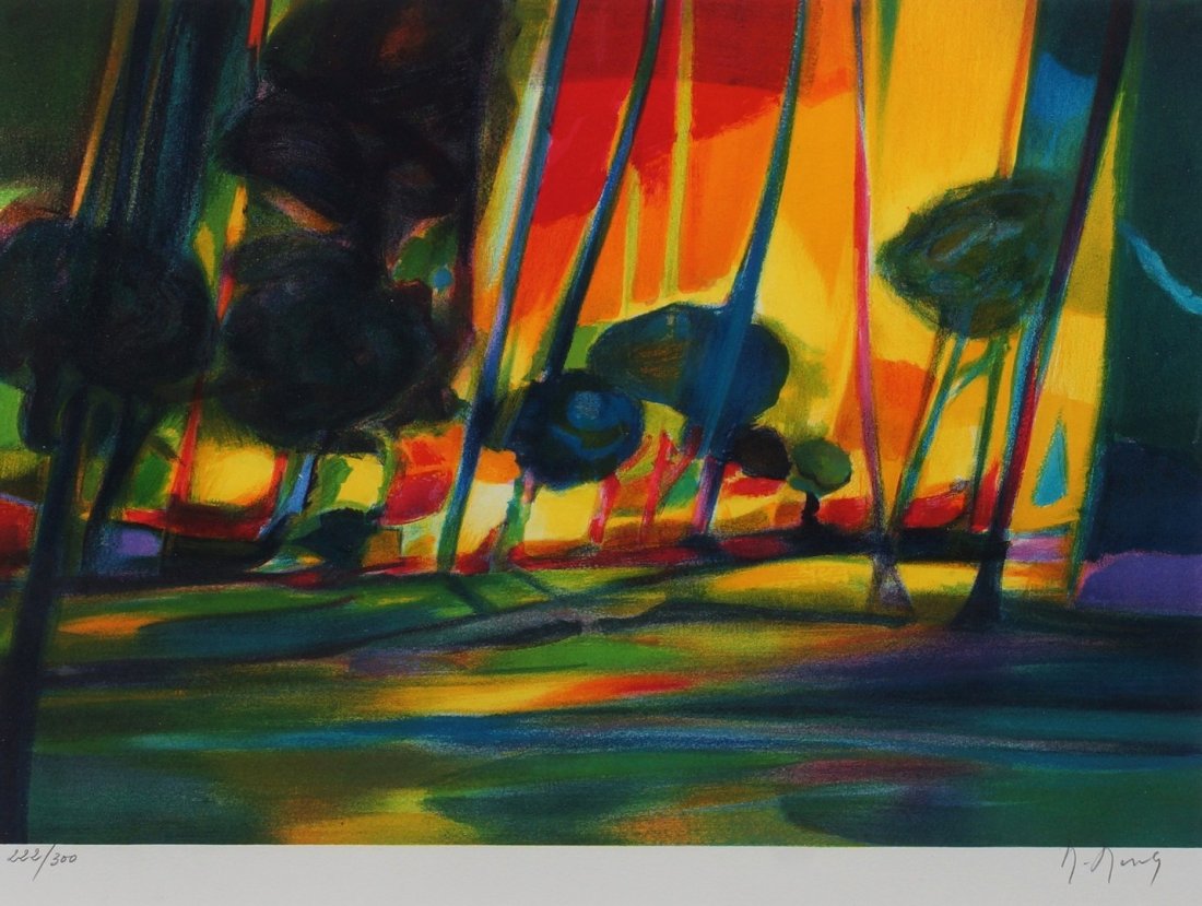 Marcel Mouly, French, 20th century, lithograph, "Ships: Marcel Mouly, French, 20th century, lithograph, "Ships on the Sea", edition 222/300,17 1/2" x 23" sight