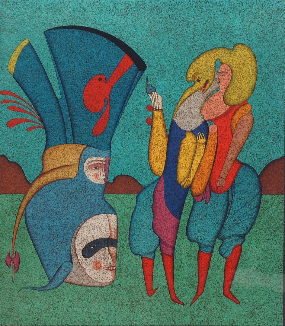 Mihail Chemiakin, Russian, b 1943, Fantasy Masque,: Mihail Chemiakin, Russian, b 1943, Fantasy Masque, Lithograph, edition 203/300, 25" x 30"