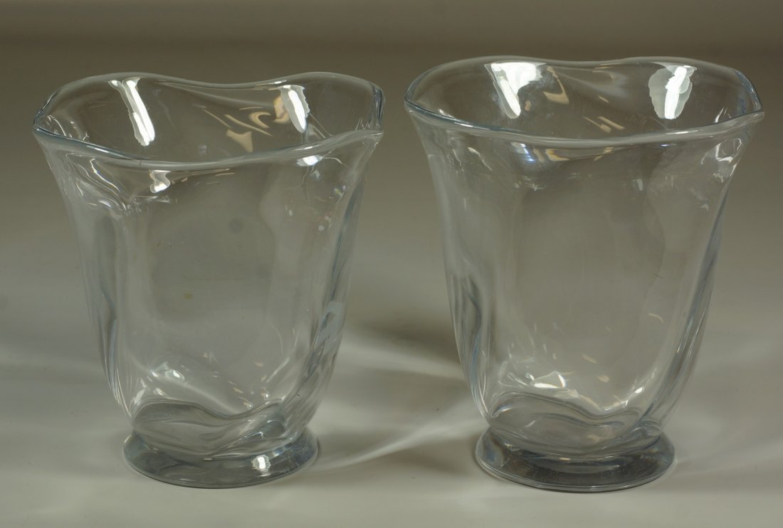 Pair of Orrefors vases, both signed and one marked: Pair of Orrefors vases, both signed and one marked 9466, 7-1/2" tall.