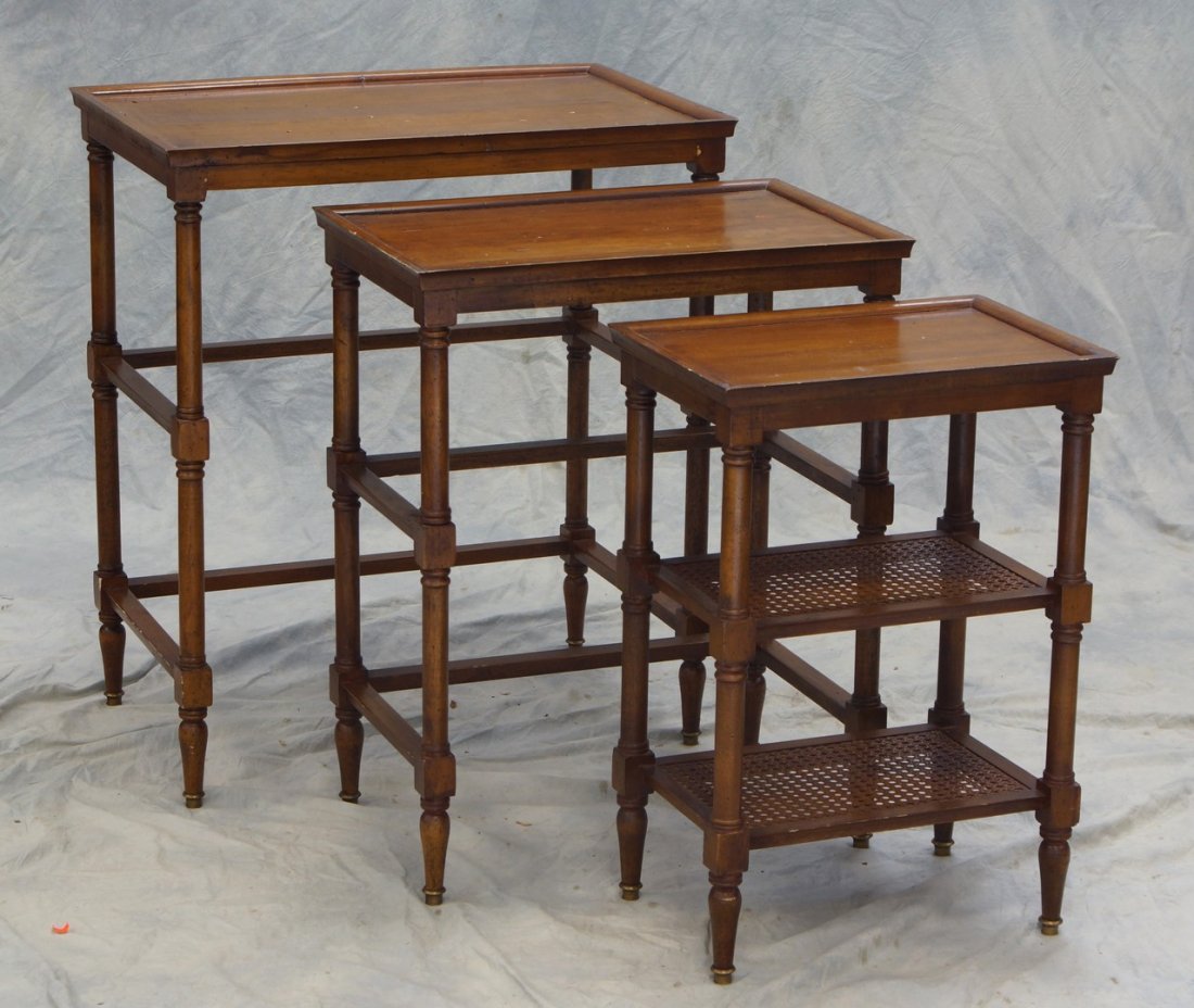 Nest 3 teak Asian side tables, largest 25 1/2" x 16": Nest 3 teak Asian side tables, largest 25 1/2" x 16"
