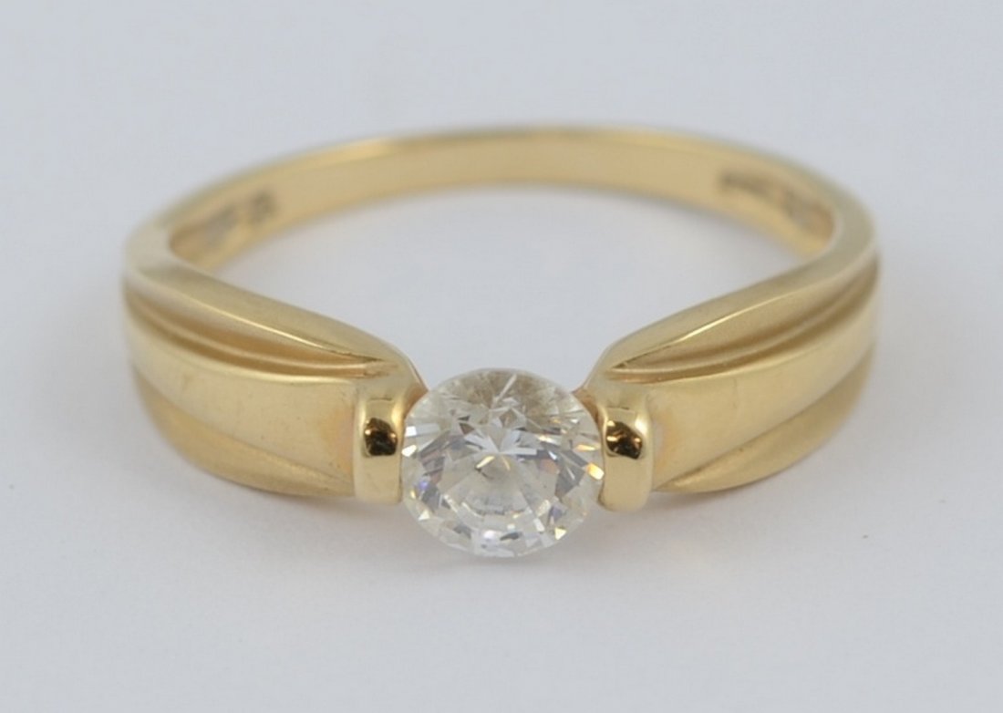 10K YG CZ solitaire ring, 2.0 dwt, size 10: 10K YG CZ solitaire ring, 2.0 dwt, size 10